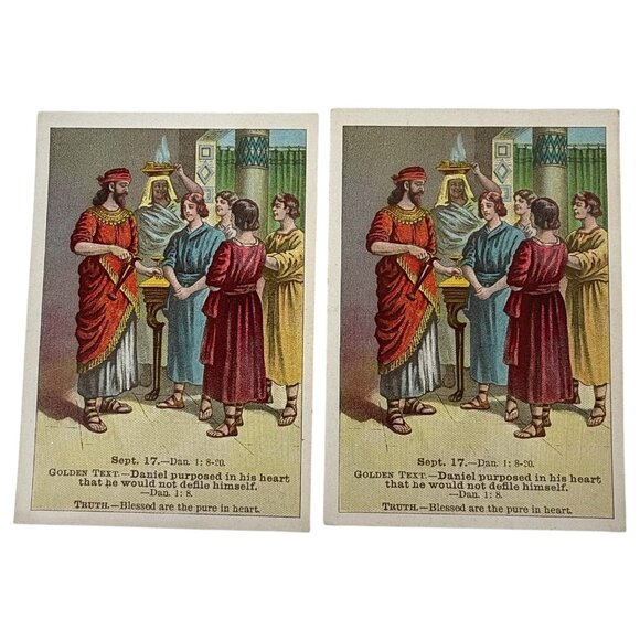 10 Antique 1905 Christian Bible Lesson Picture Cards David C Cook Duplicates - Picture 2 of 10